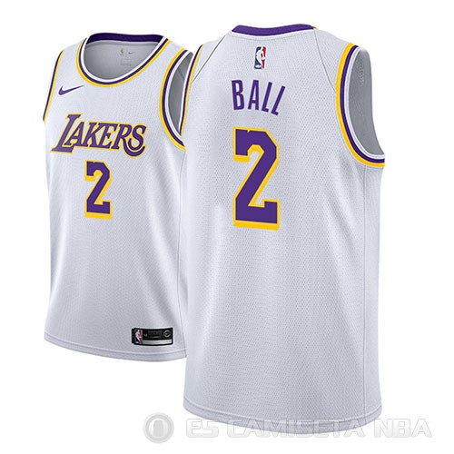 Camiseta Lonzo Ball #2 Los Angeles Lakers Association 2018-19 Blanco - Haga un click en la imagen para cerrar